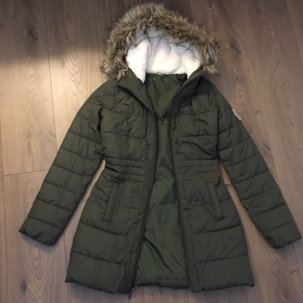 Hollister army green parka